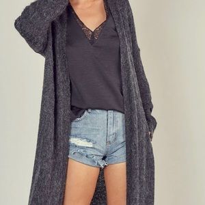 NWT Long Charcoal Sweater Duster Cardigan